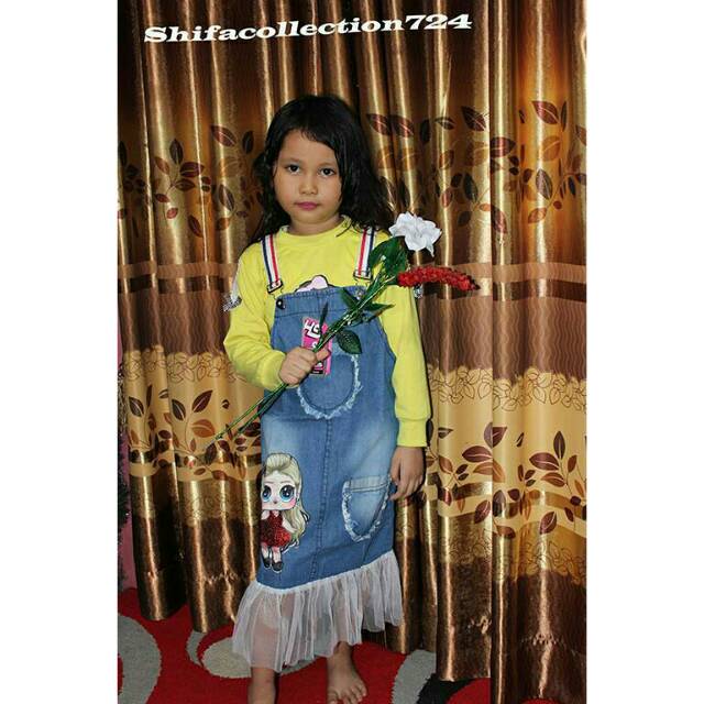 Baju Jeans Over all tile anak&quot; size 5 (OVa)