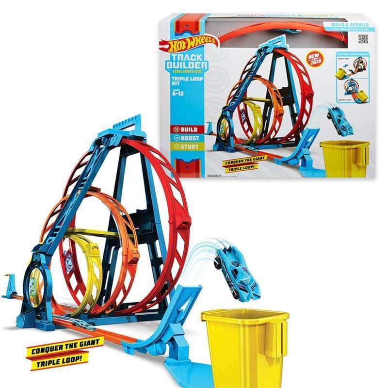 hot wheels triple loop track builder unlimited playset