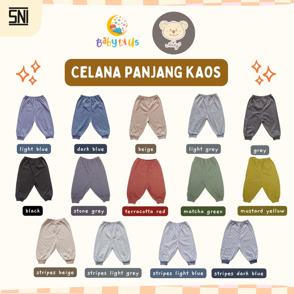 Long Pants Nary - Celana Panjang Kaos Bayi Newborn 0-3 3-6 6-12 bulan