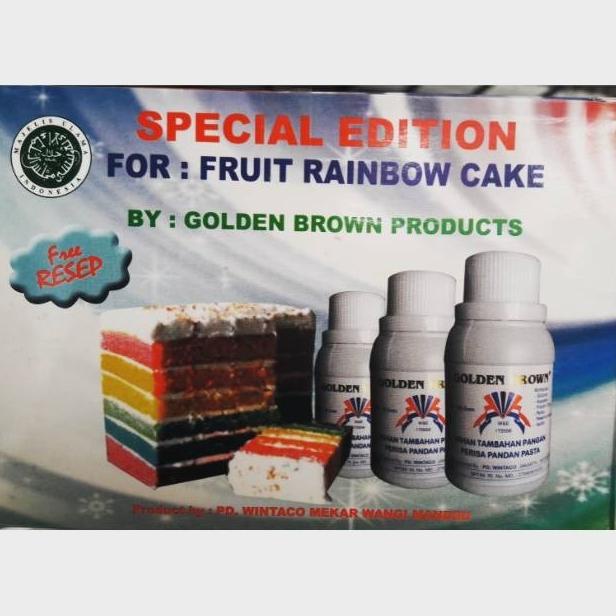 

Golden Brown Perisa Pasta Warna Fruit Rainbow Cake Isi 6
