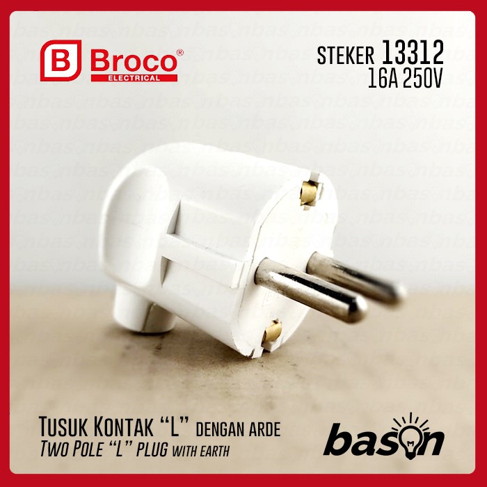 BROCO 13312 STD 2-Pole Plug Sideway 16A 250V Steker L Arde