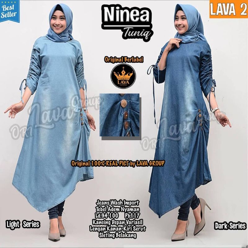 LONG TUNIK JEANS WANITA TERBARU  | TUNIK DENIM KEKINIAN | RAYZA/HILLARY/JESICA/NINEA