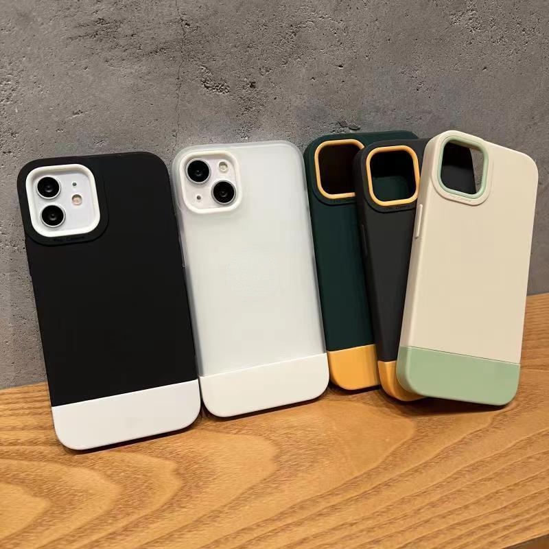 Casing Desain Sambungan Warna Kontras Hijau Putih Untuk iPhone 12 13 11 Pro Max X Xs Max Xr ouyg