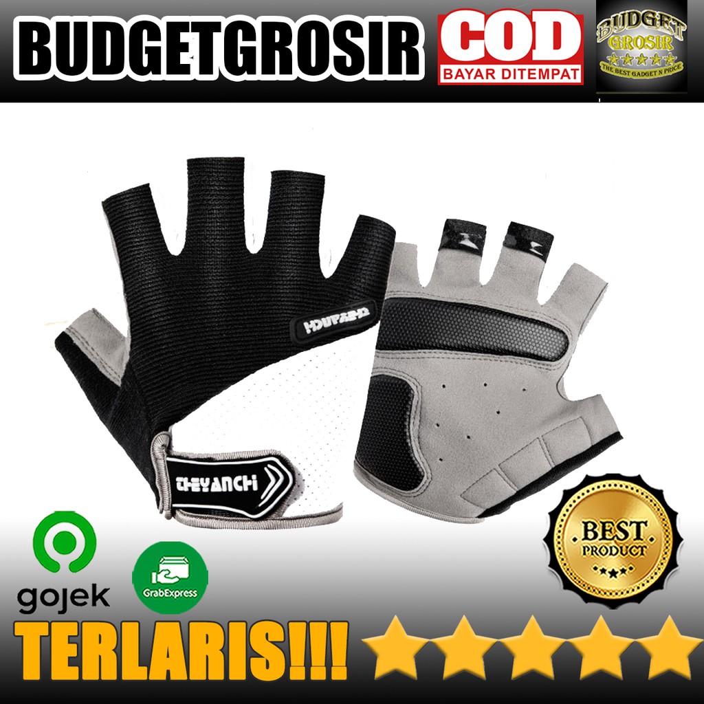 Sarung Tangan Sepeda Half Finger Size L - BF01 - Black Forest