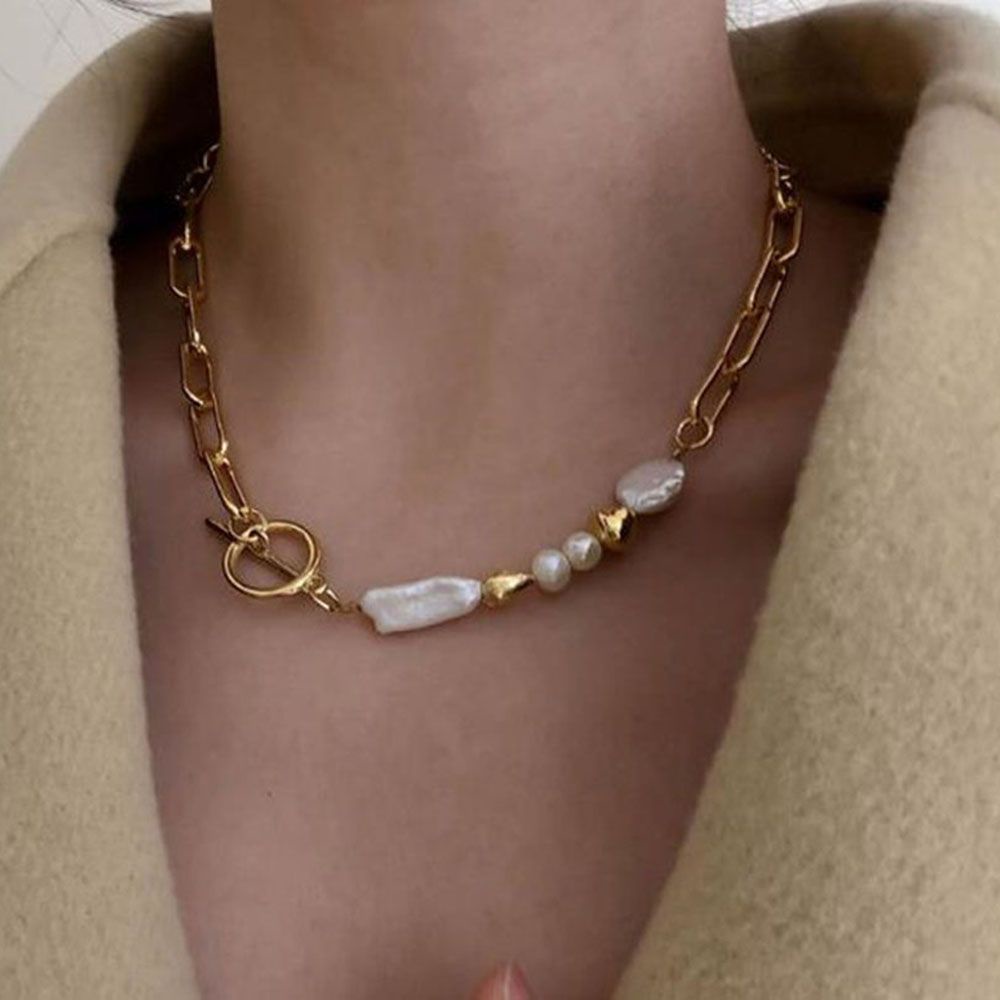 SKJK  Chic Jewelry Trendy Fashion Accessories Necklaces Party Accessory Chokers Round Buckle Collares For Women Girls Thick Clavicle Chain/Multicolor