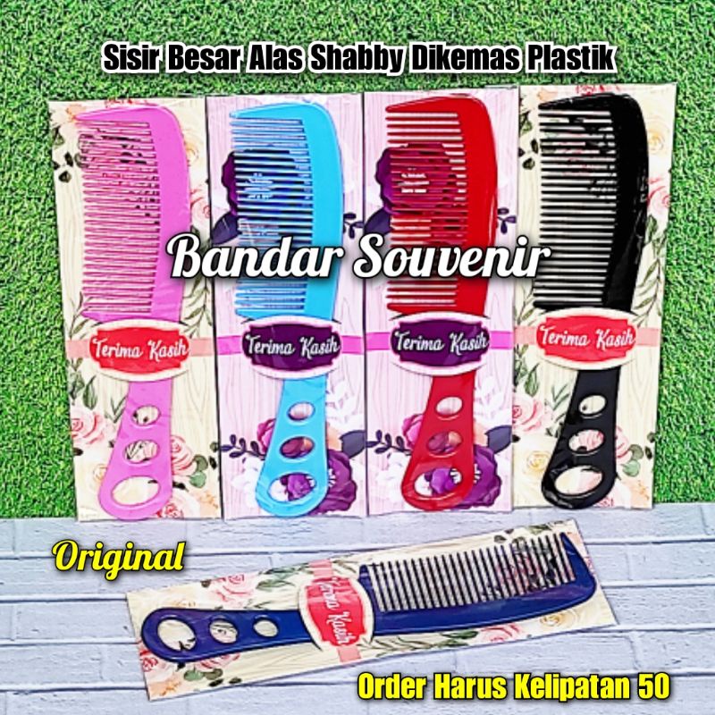 Isi 50 pcs Souvenir ORI Sisir Besar Uk. 21cm Alas Shabby Dibungkus Plastik