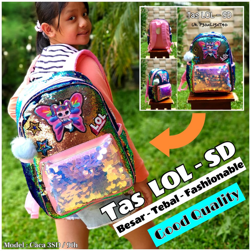 TAS RANSEL ANAK PEREMPUAN SD / TAS SEKOLAH ANAK SD LOL / TAS SEQUIN LOL / A080