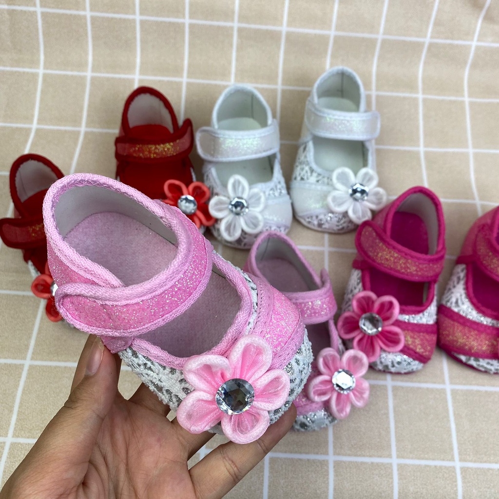 mandirishoestore-SEPATU BABY BAYI PREWALKER BUNGA PESTA ANAK 0-12 BULAN FPY18