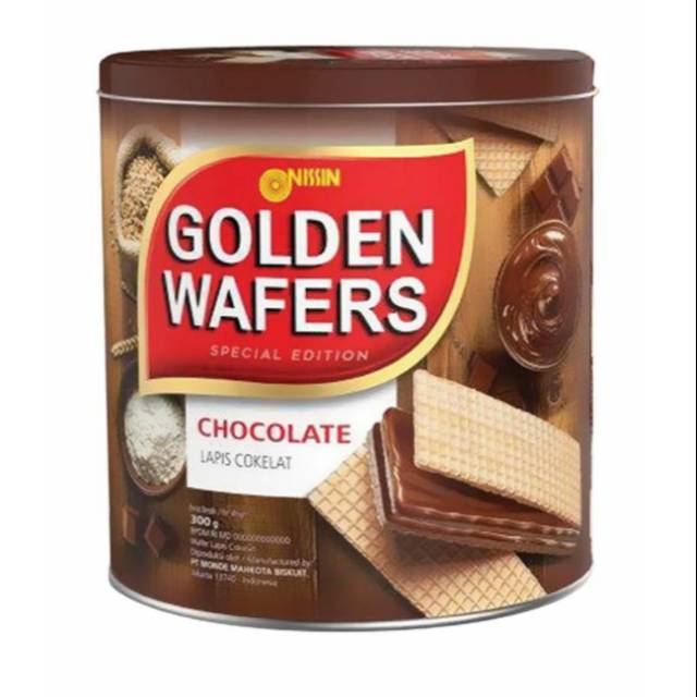 

Nissin Golden Wafer Chocolate 300 gram kaleng