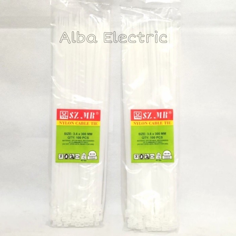 KABEL TIS 3,6 X300 MM CABLE TIES NYLON SZMR 3.6 x 30CM PUTIH Kabel Ties 30cm