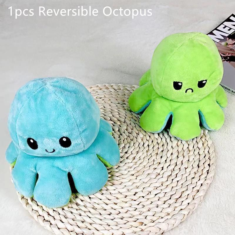 20cm Double-Sided Flip Reversible Octopus Plush Toy Marine Life Stuffed Animals Doll