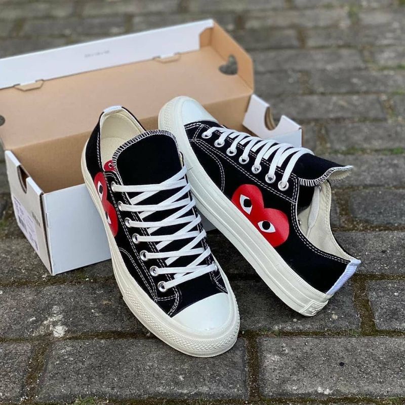 [BISA COD] CONVERSE 70'S CDG PLAY LOW BLACKWHITE PREMIUM