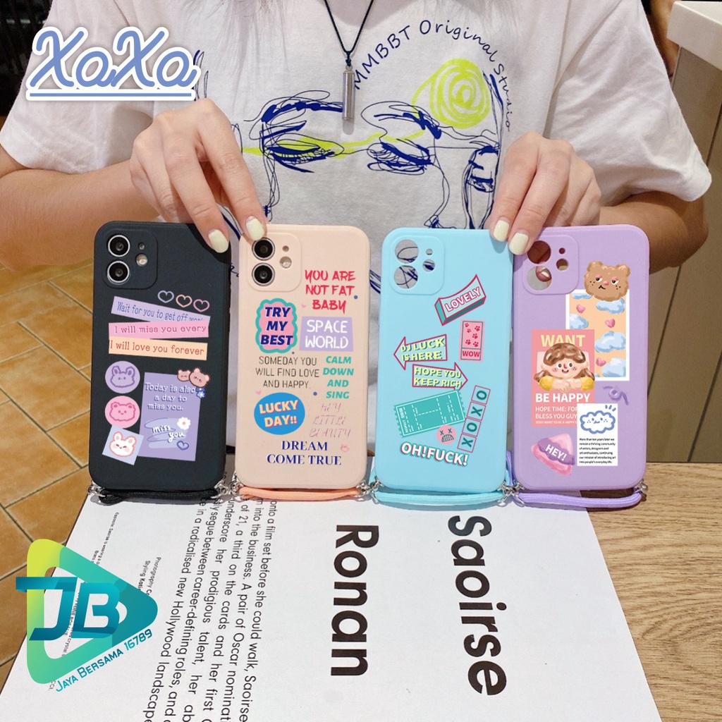 SOFTCASE SILIKON SLINGCASE TALI LANYARD STRAP PHONE MACARON PELINDUNG KAMERA XOXO OPPO VIVO SAMSUNG XIAOMI REALME IPHONE ALL TYPE JB5514