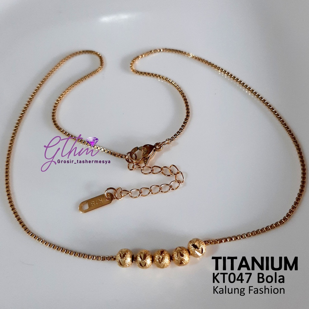 kalung wanita 3 bola titanium kt047