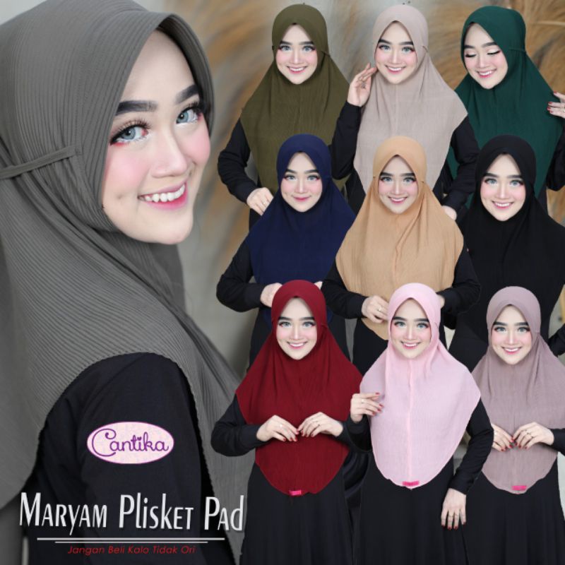 JILBAB BERGO INSTAN MARYAM PAD TALI PLISKET LIDI CERUTI ORI CANTIKA