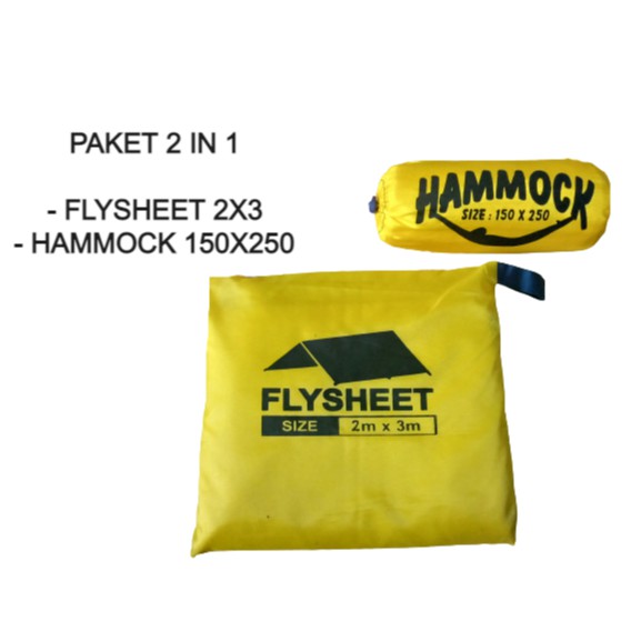 PAKET COMBO 2 IN 1 hammock 150x250 + flysheet 2x3