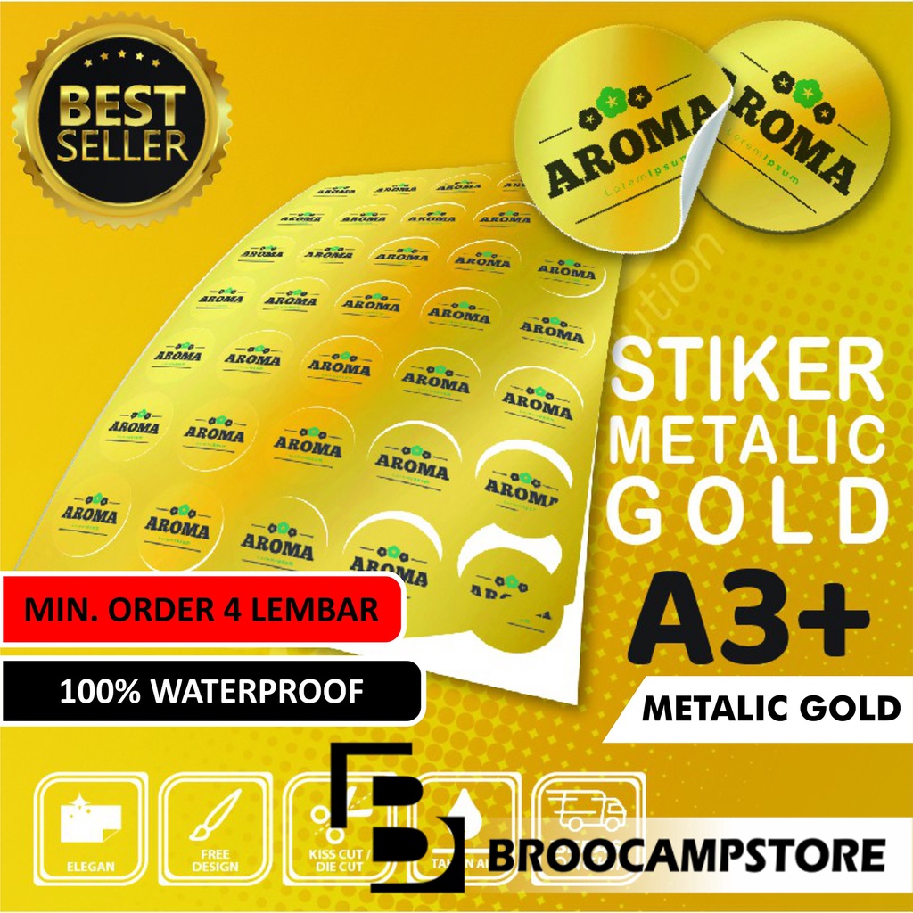 

Cetak Stiker / Print Sticker Label Metallic Silver / Gold A3+ & KISS CUT