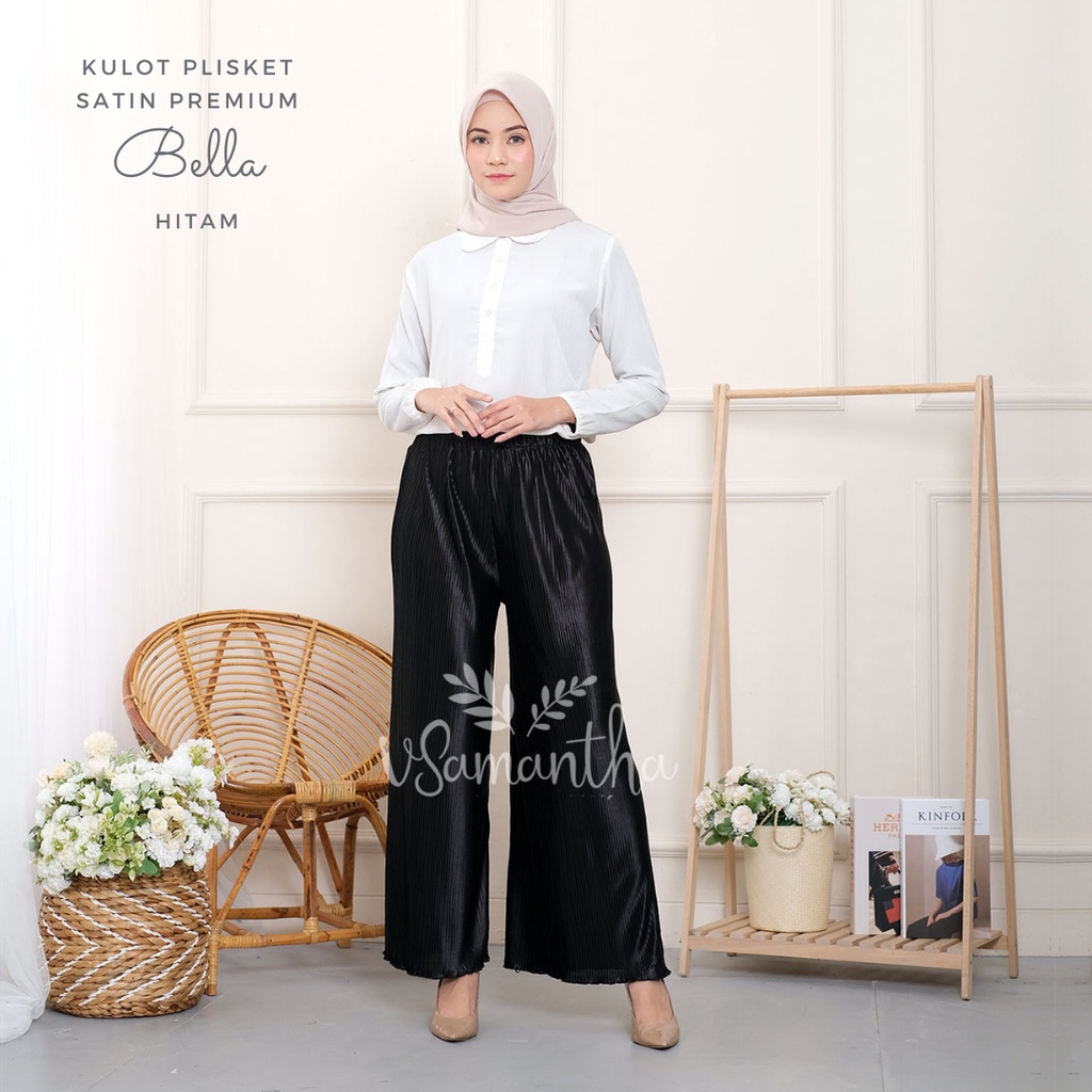 Celana Kulot Satin Plisket Premium Bella