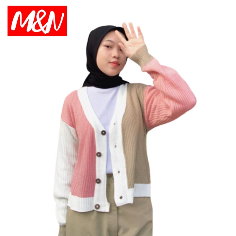 Cardigan Crop Rajut 3 Warna Premium M&N | Atasan Wanita Remaja Kekinian Kaos | Baju | Sweater | Romp