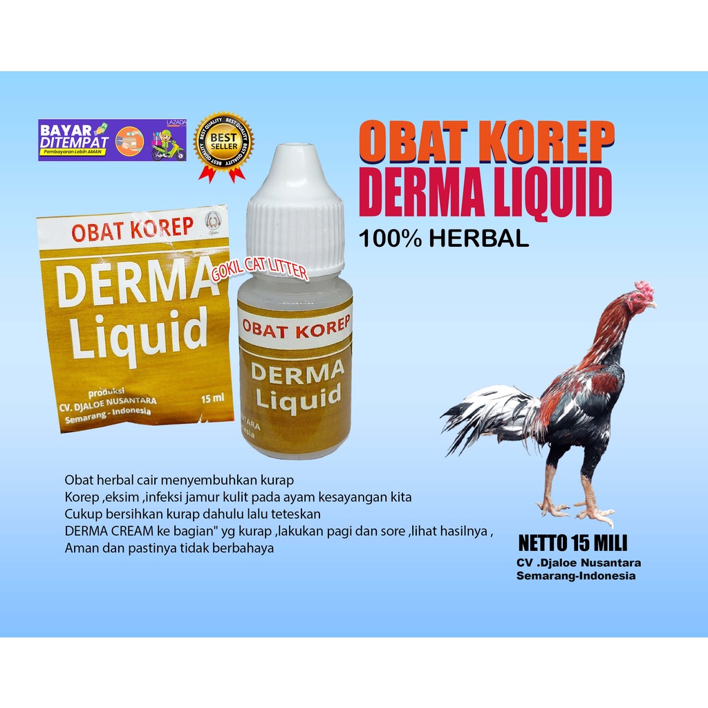 DERMALIQUIT OBAT KOREP AYAM-DERMA LIQUID-(OBAT,VITAMIN,JAMU,DOPING AYAM)DJALOE