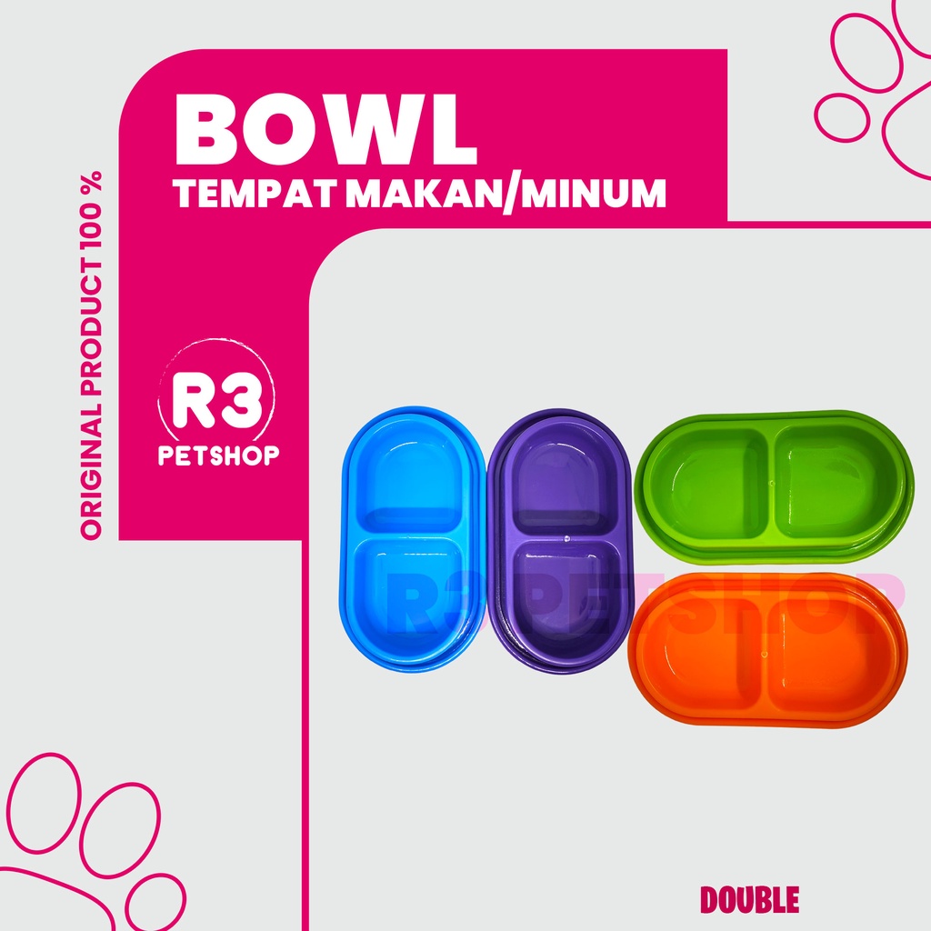 Tempat makan Kucing Anjing double bowl