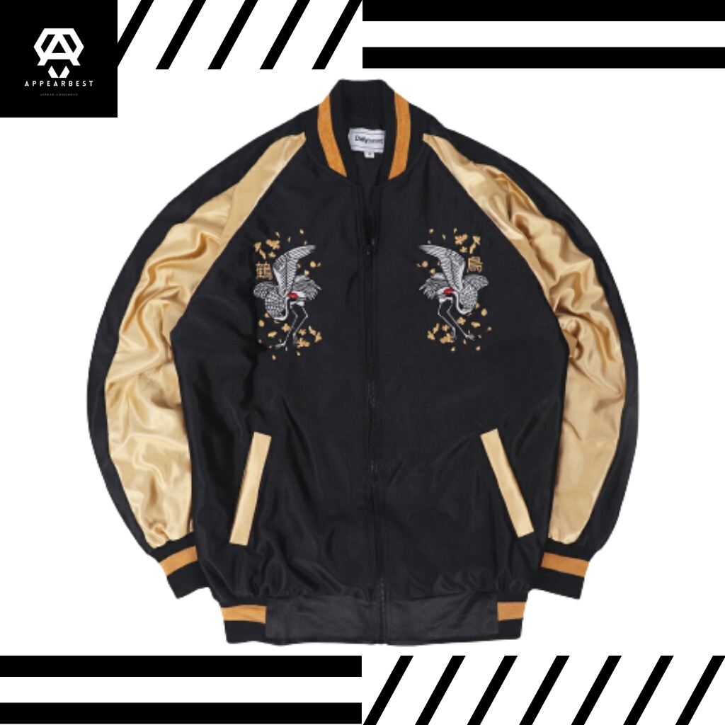 Jaket Sukajan - Tsurutori Black Gold - Sukajan Jacket - Sukajan Murah Original