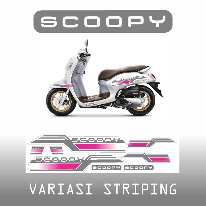STICKER STRIPING LIS BODY SCOOPY VARIASI PUTIH PINK MAGENTA 09