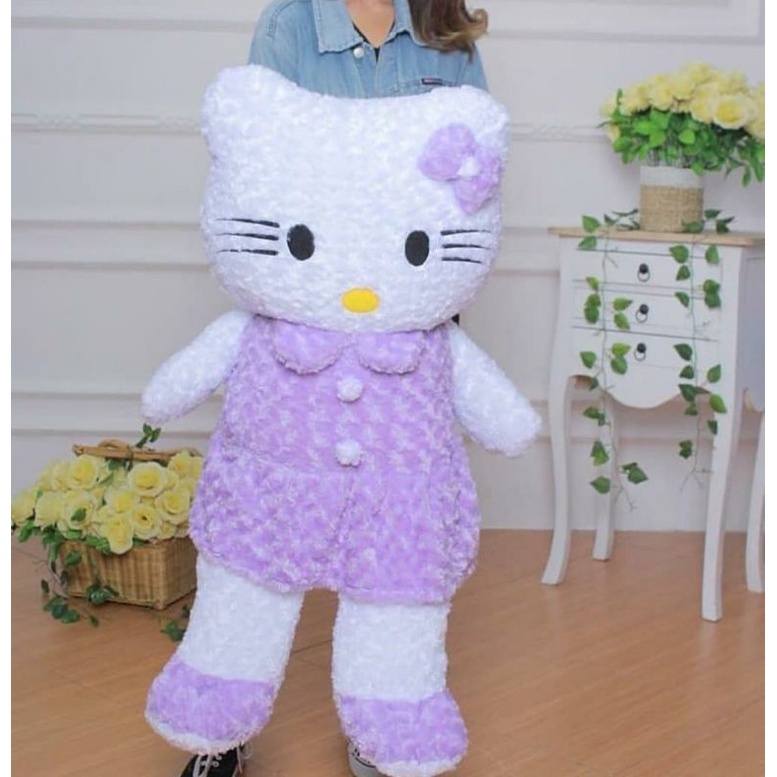 BONEKA JUMBO HELOKITTY LEMBUT WARNA UNGU LILAC, UKURAN 1METER
