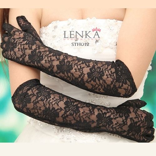 [READY STOCK] AKSESORIS PENGANTIN PESTA WANITA SARUNG TANGAN HITAM PANJANG STH012