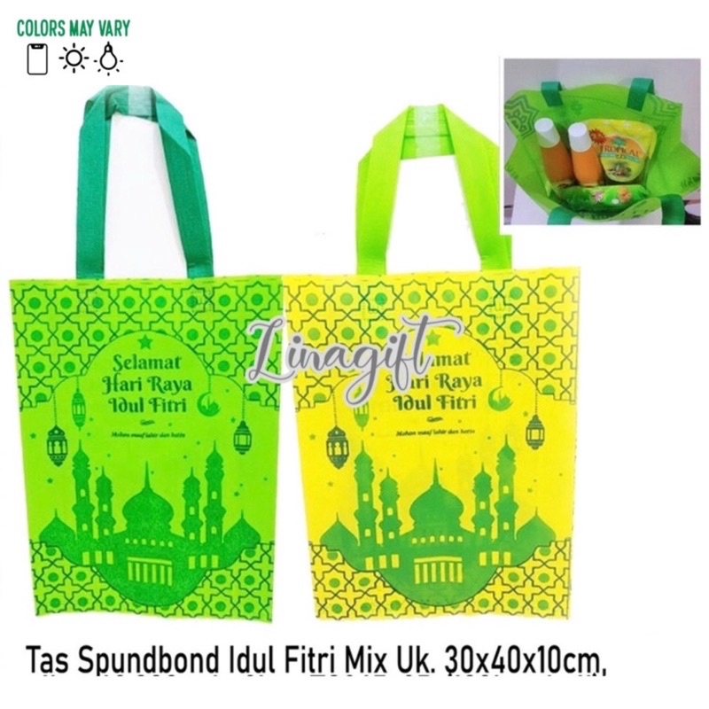 SHOPPING BAG - TAS SPUNBON LEBARAN / SUVENIR KAIN IDUL FITRI / GOODIE BAG HADIAH SOUVENIR / HAMPERS PARSEL PARCEL