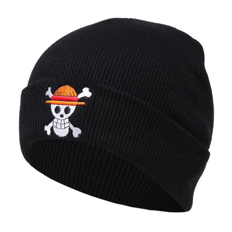 Topi Anime One Piece Beanies Katun Rajutan Topi Kualitas Tinggi Bordir Beanies Topi Bajak Laut Unisex Dropshipping