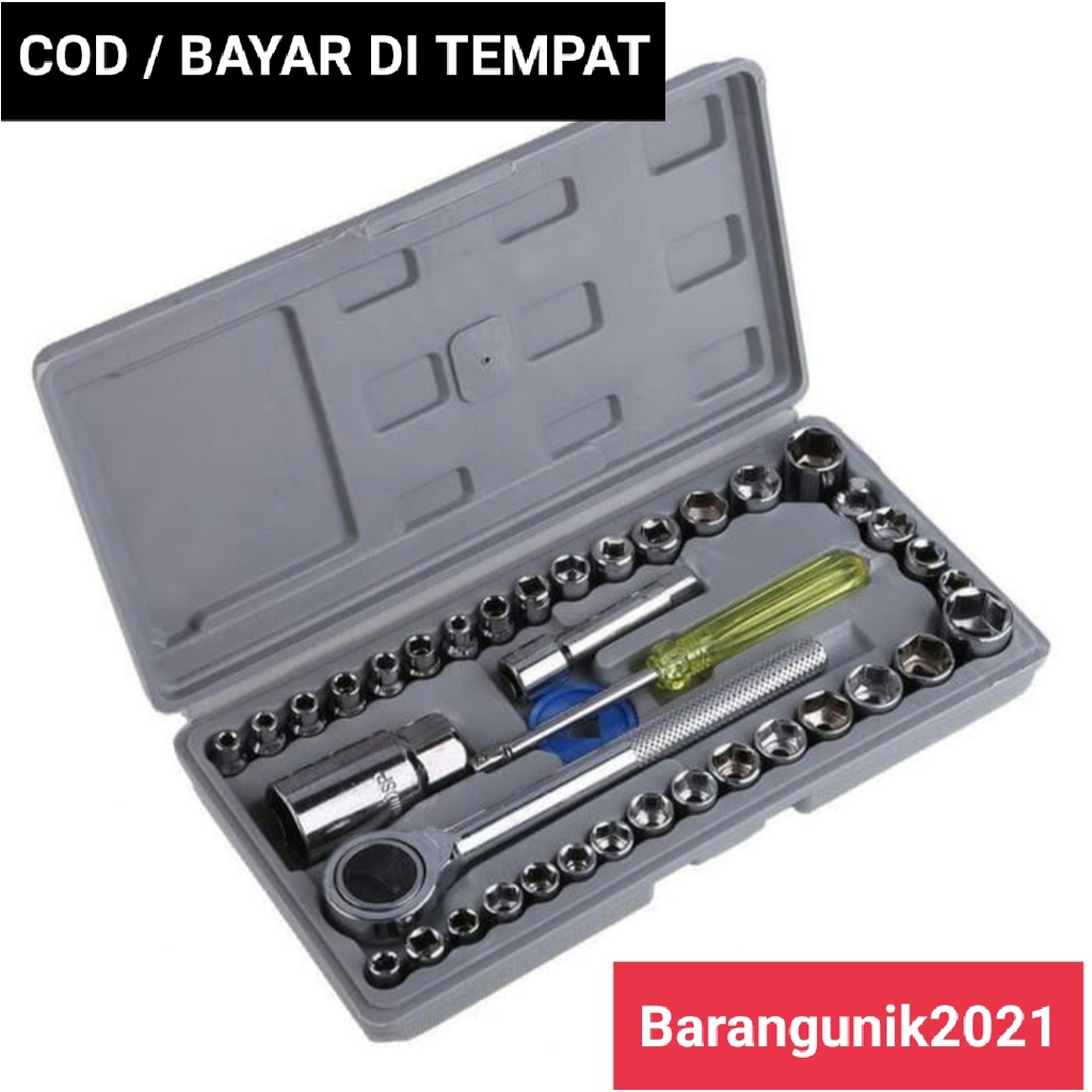 Barangunik2021-Kunci Sok 40 Pcs Multipurpose Combination Socket Wrench Set