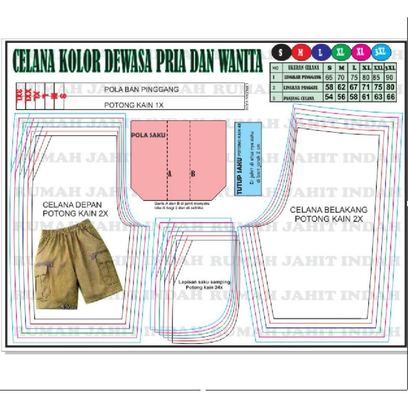 Pola Instan Pola Celana Pendek Pria Wanita