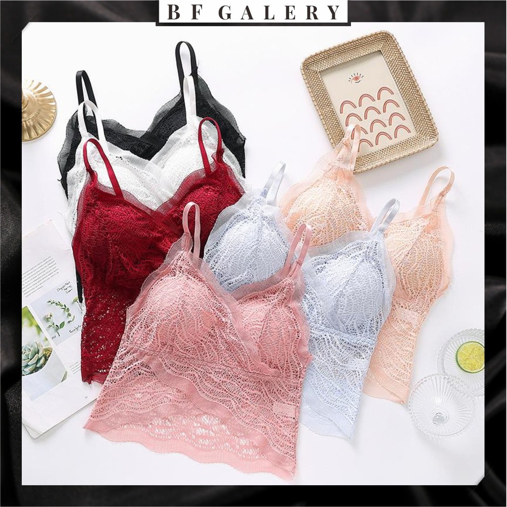 BFU016 Lace Kemben BH Import Pakaian Dalam Wanita Korea Sexy Bandeau Brukat Sport Bra Nilon