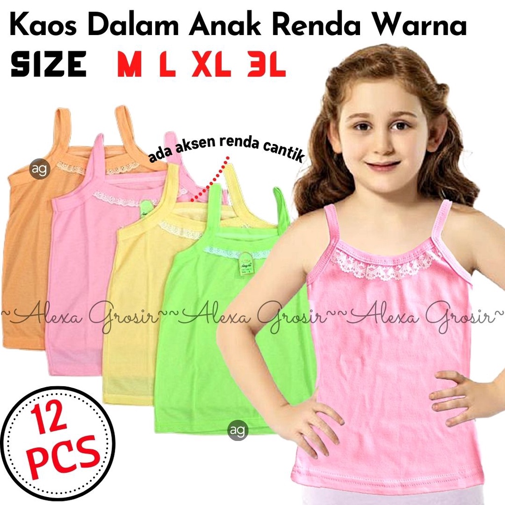 12PCS KAOS RENDA WARNA CANTIK M L XL 3L - ALEXA GROSIR