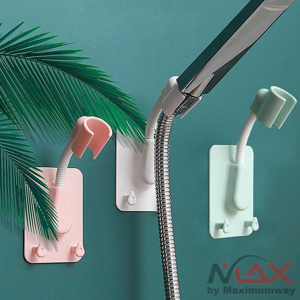 Holder kepala shower kamar mandi Penyangga dinding Kepala Shower Hose Holder Bracket Wall Stickers Hooks Shower Head Holder Adjustable Stickers Shower Head Bracket Wall Mount With 2 Hooks Stand Shower Accessories