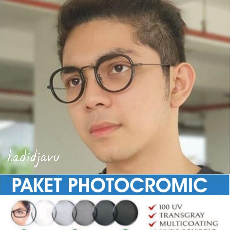 Kacamata frame bulat | frame pria atau wanita | paket lensa Photocromic
