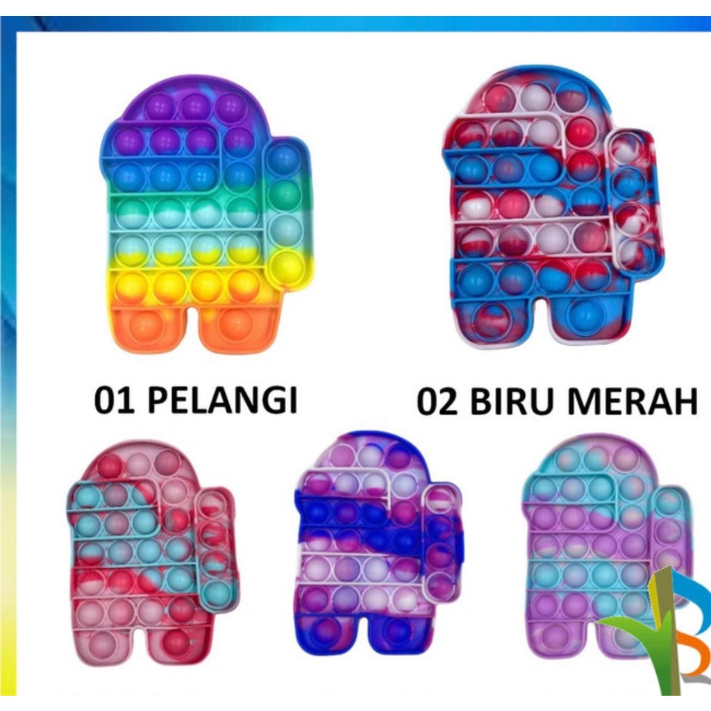 [Buy 1 Get 3] Mainan Pop It Rainbow Free Bebek Helm dan Emoji Dashbord