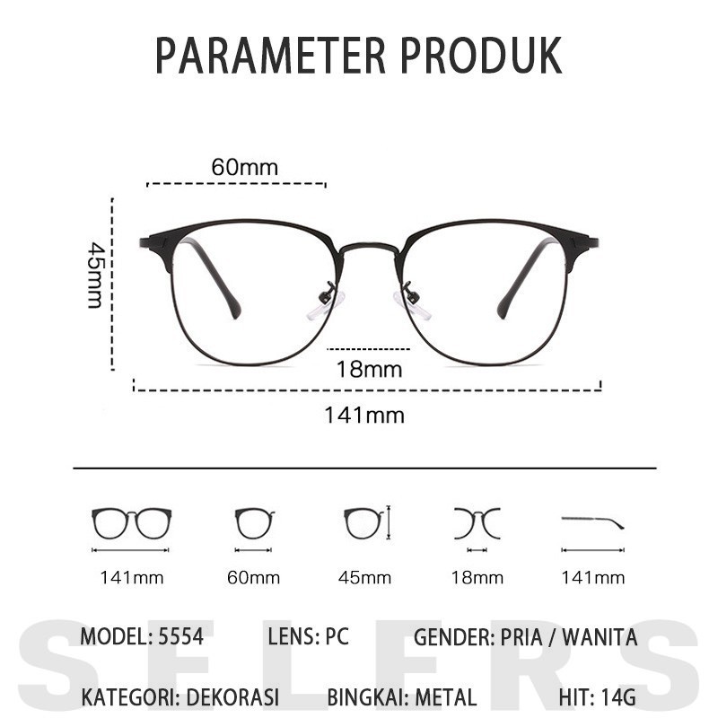 Lima Warna-Kacamata Photocromic Anti Radiasi Komputer Kacamata Fotocromic Pria Wanita Frame Kacamata