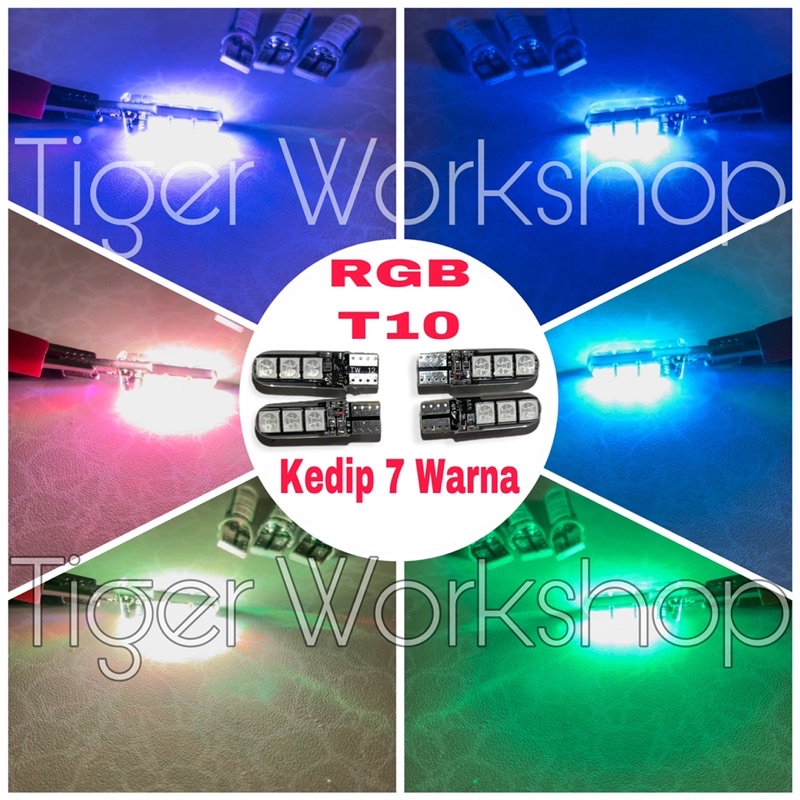 Lampu T10 RGB Kedip 7 Warna Warni T10 Sen Jelly 7 Warna Flash Kedip