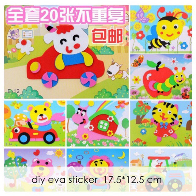 

Mainan anak edukasi - SMALL DIY EVA STICKER - Ukuran 17.5x12.5cm Moshi