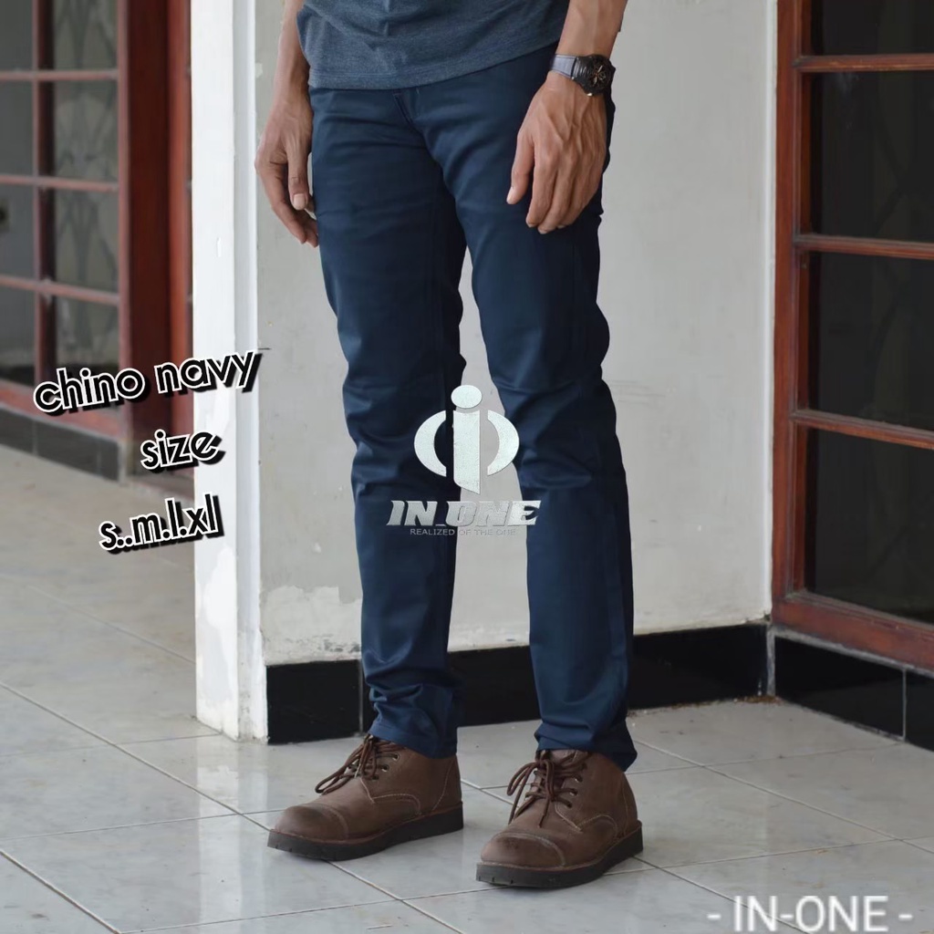 CHINO IN ONE ORIGINAL Celana Chino Panjang Pria Celana Chino warna Navy Seri Art INCP605