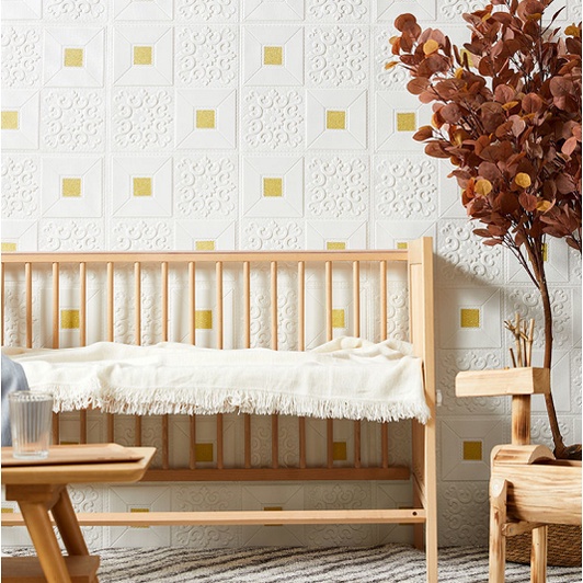 Wallpaper Dinding 3D Foam Motif Batik Wallsticker, Ukuran 35X35CM • High Quality