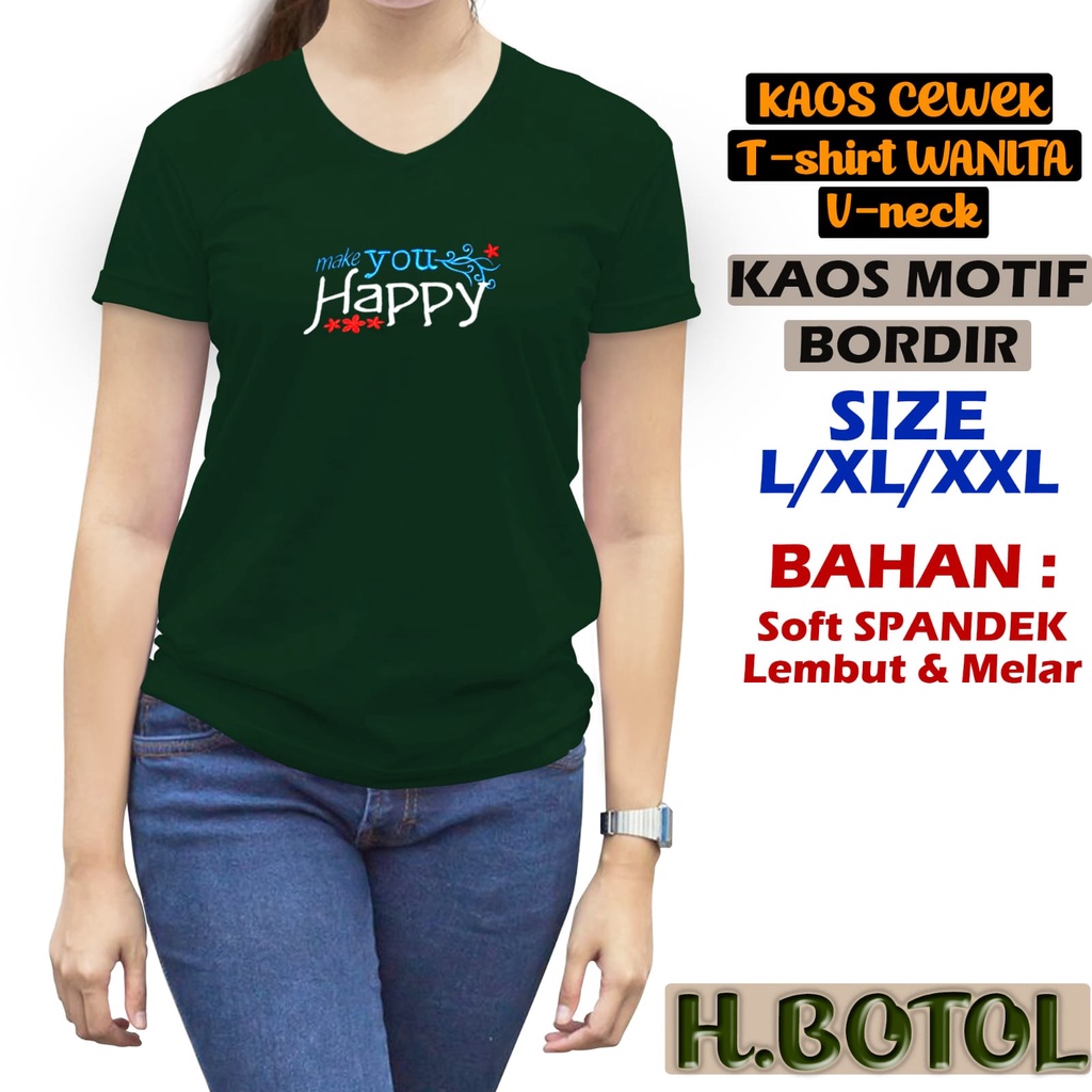 KAOS ATASAN WANITA V NECK BORDIR GROSIR MURAH ATASAN WANITA TSHIRT WANITA