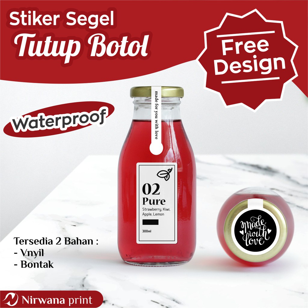 CETAK STIKER SEGEL BOTOL DAN TOPLES | STIKER SEGEL MAKANAN | GRATIS DESAIN
