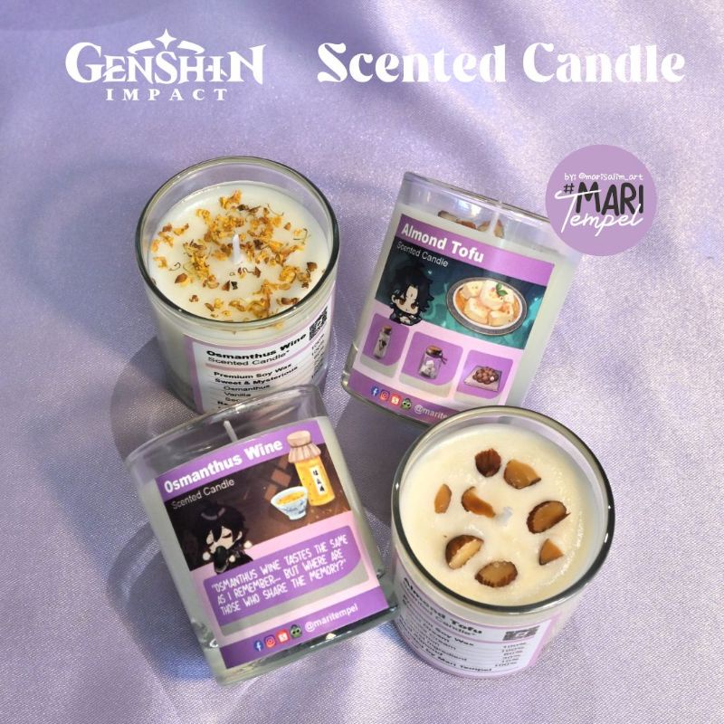 PART 1 Genshin Impact Scented Candle & Wax Sachet - Zhongli, Xiao, Diluc, Ayato, Kazuha, Childe, HuT