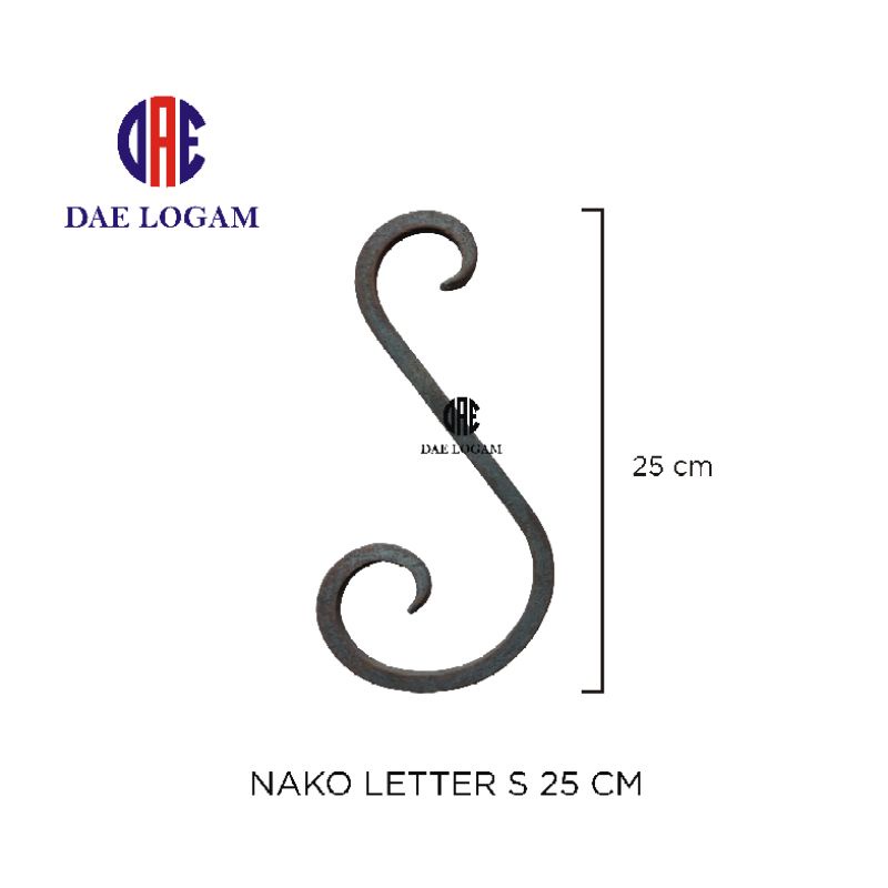 Nako Leter S Ukuran 25 Cm Ornamen Pagar Besi