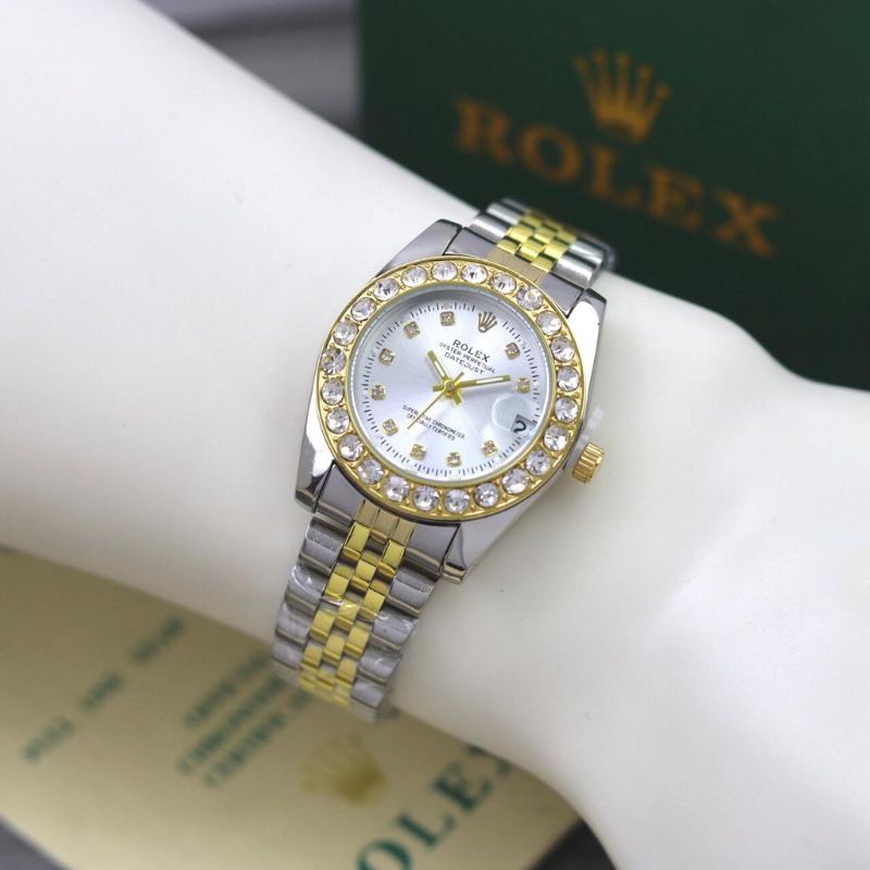 PROMO Jam Tangan Wanita Anti Air/Jam Tangan Rantai Rolex Tanggal Free Bok TERMURAH