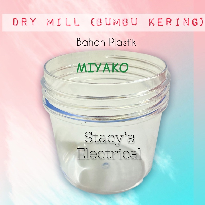 GELAS BLENDER BUMBU KERING MIYAKO BL 102 PL / 151 PF/ CH 501 (GELAS SAJA DRYMILL) BAHAN PLASTIK MIKA DAN KACA