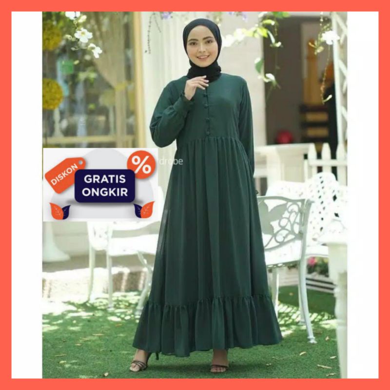 Baju pakaian gamis dress busana wanita muslim remaja model pesta premium cantik murah elegan polos t